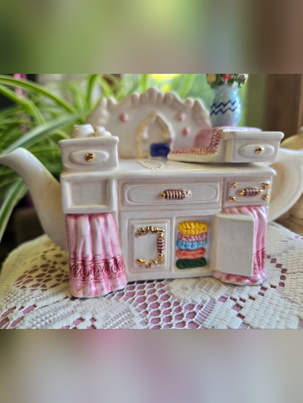 Vintage 1995 Cardinal Inc. Novelty Teapot Set - Sofa & Vanity - Philippines 🩷🩷 - Picture 11 of 14